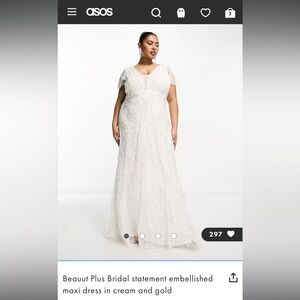 Beauut Plus Bridal statement embellished maxi dress in cream and gold